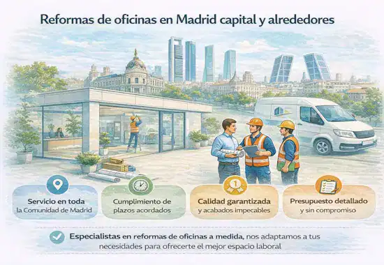 Reformas de oficinas en Madrid capital y alrededores con servicio integral y cumplimiento de plazos