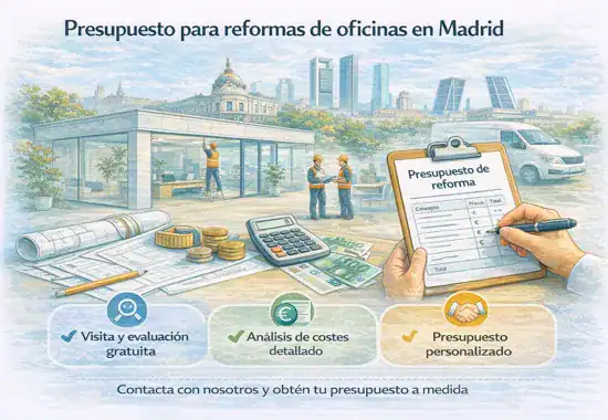 Presupuesto para reformas de oficinas en Madrid con estudio de costes y visita gratuita