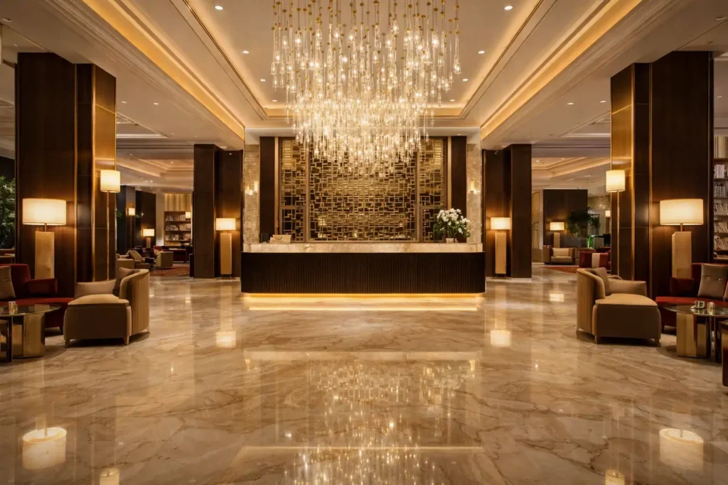Reforma integral de hotel de lujo en Madrid con lobby moderno 5 estrellas
