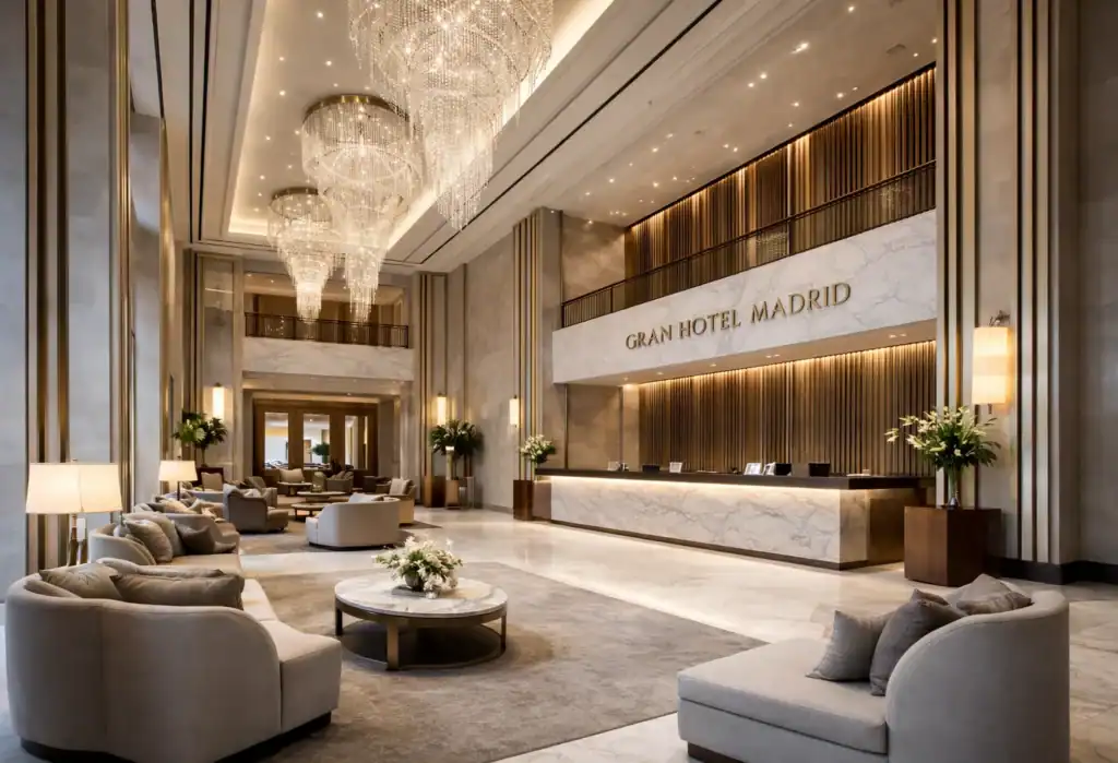 reforma de lobby de hotel con diseño orientado a imagen de marca y experiencia del cliente