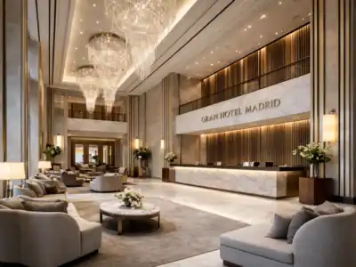 reforma de lobby de hotel con diseño orientado a imagen de marca y experiencia del cliente